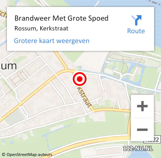 Locatie op kaart van de 112 melding: Brandweer Met Grote Spoed Naar Rossum, Kerkstraat op 24 maart 2015 19:51