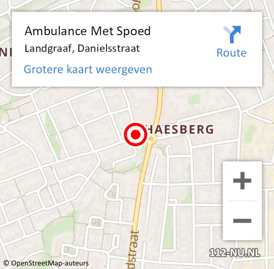 Locatie op kaart van de 112 melding: Ambulance Met Spoed Naar Landgraaf, Danielsstraat op 24 maart 2015 19:56