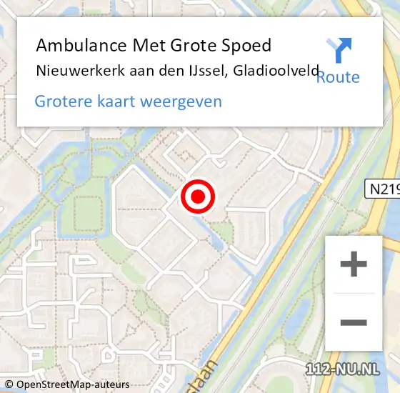 Locatie op kaart van de 112 melding: Ambulance Met Grote Spoed Naar Nieuwerkerk aan den IJssel, Gladioolveld op 24 maart 2015 20:01