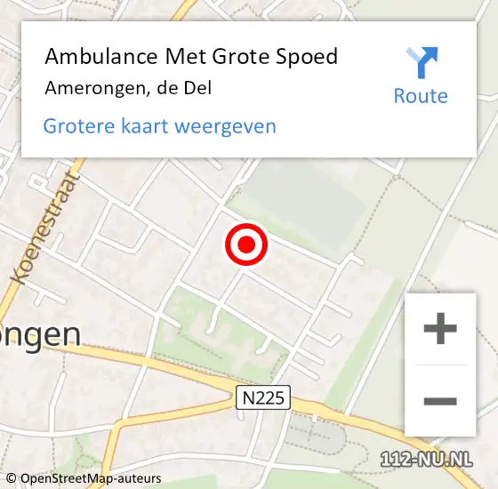 Locatie op kaart van de 112 melding: Ambulance Met Grote Spoed Naar Amerongen, de Del op 2 november 2013 18:22