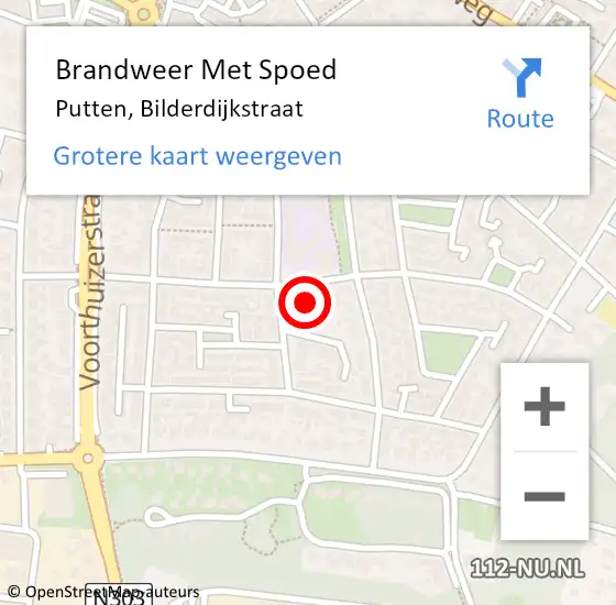 Locatie op kaart van de 112 melding: Brandweer Met Spoed Naar Putten, Bilderdijkstraat op 24 maart 2015 23:17