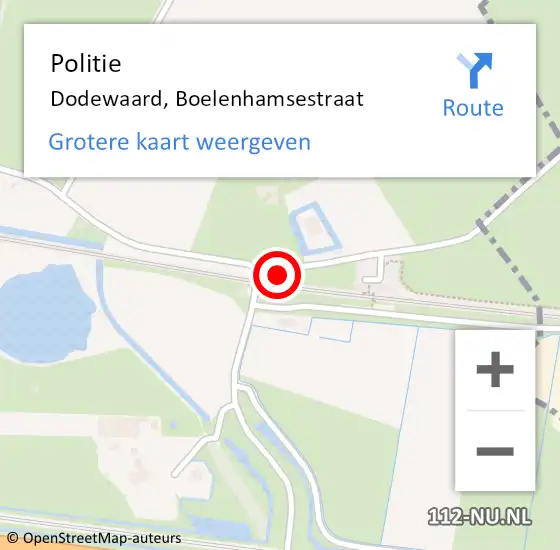 Locatie op kaart van de 112 melding: Politie Dodewaard, Boelenhamsestraat op 25 maart 2015 00:10