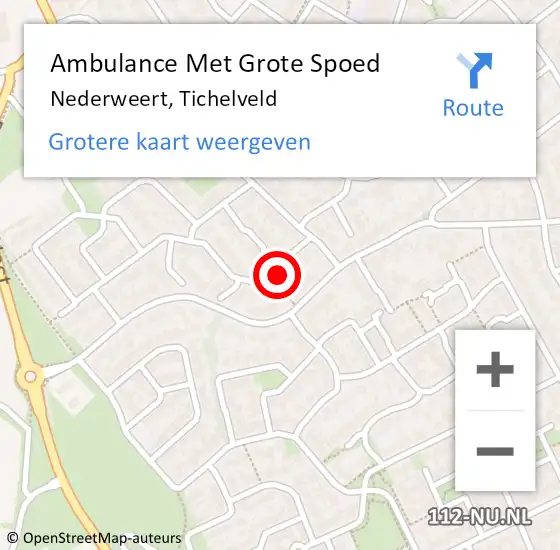 Locatie op kaart van de 112 melding: Ambulance Met Grote Spoed Naar Nederweert, Tichelveld op 25 maart 2015 01:00