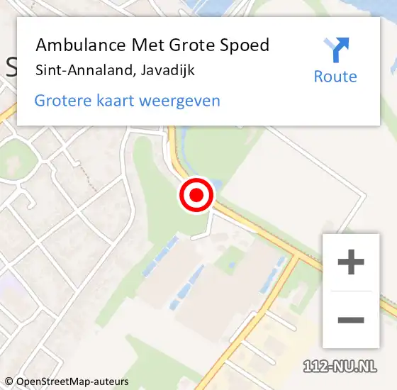 Locatie op kaart van de 112 melding: Ambulance Met Grote Spoed Naar Sint Annaland, Javadijk op 2 november 2013 18:36