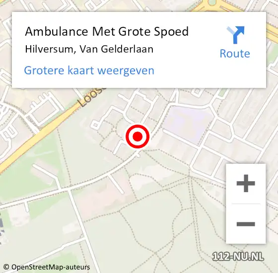 Locatie op kaart van de 112 melding: Ambulance Met Grote Spoed Naar Hilversum, Van Gelderlaan op 25 maart 2015 03:51