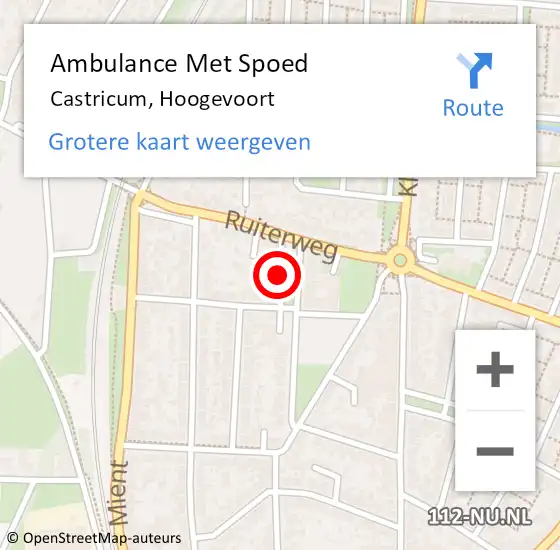 Locatie op kaart van de 112 melding: Ambulance Met Spoed Naar Castricum, Hoogevoort op 25 maart 2015 06:32