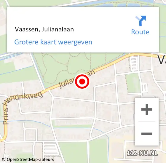 Locatie op kaart van de 112 melding:  Vaassen, Julianalaan op 25 maart 2015 06:36