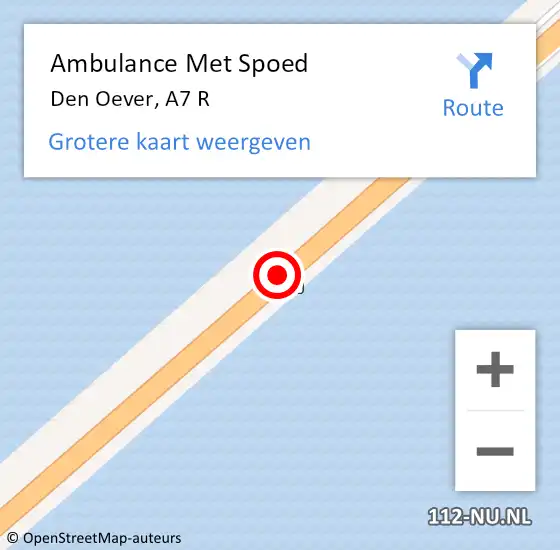 Locatie op kaart van de 112 melding: Ambulance Met Spoed Naar Den Oever, A7 R op 25 maart 2015 07:54