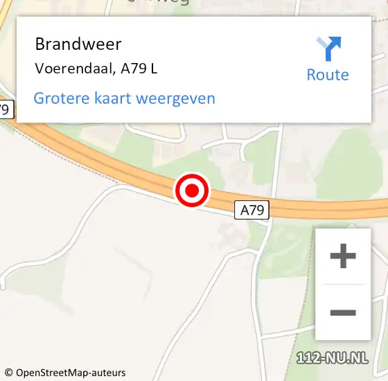 Locatie op kaart van de 112 melding: Brandweer Voerendaal, A79 L op 2 november 2013 18:54