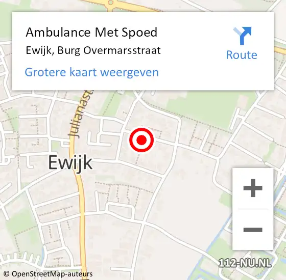 Locatie op kaart van de 112 melding: Ambulance Met Spoed Naar Ewijk, Burg Overmarsstraat op 25 maart 2015 08:57