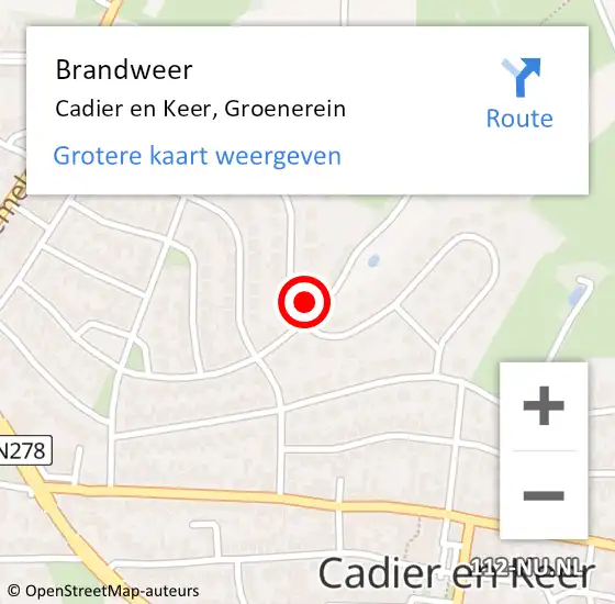 Locatie op kaart van de 112 melding: Brandweer Cadier en Keer, Groenerein op 25 maart 2015 09:22