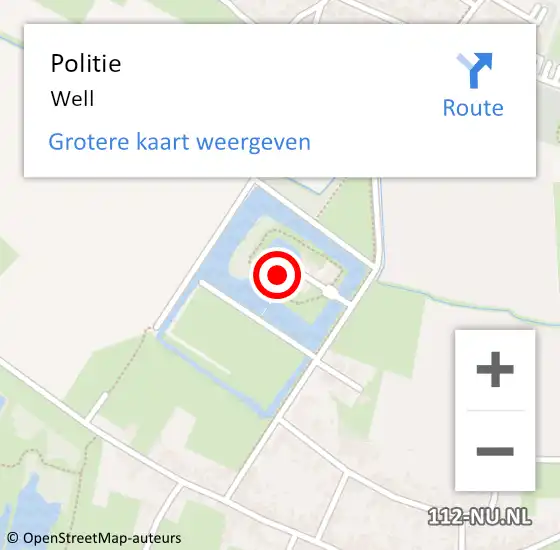 Locatie op kaart van de 112 melding: Politie Well op 25 maart 2015 09:24