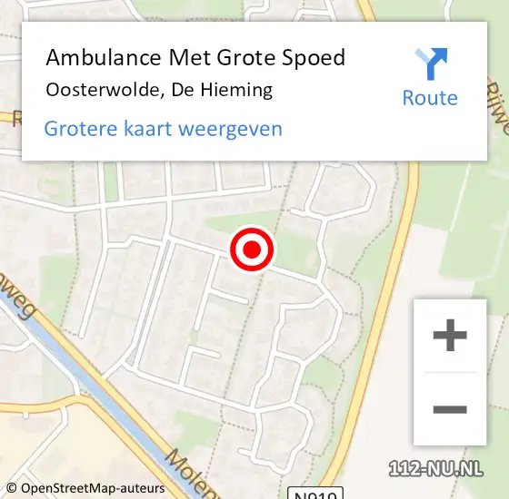 Locatie op kaart van de 112 melding: Ambulance Met Grote Spoed Naar Oosterwolde, De Hieming op 25 maart 2015 09:47