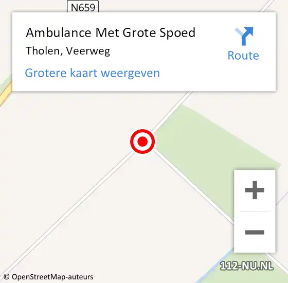 Locatie op kaart van de 112 melding: Ambulance Met Grote Spoed Naar Tholen, Veerweg op 25 maart 2015 10:20