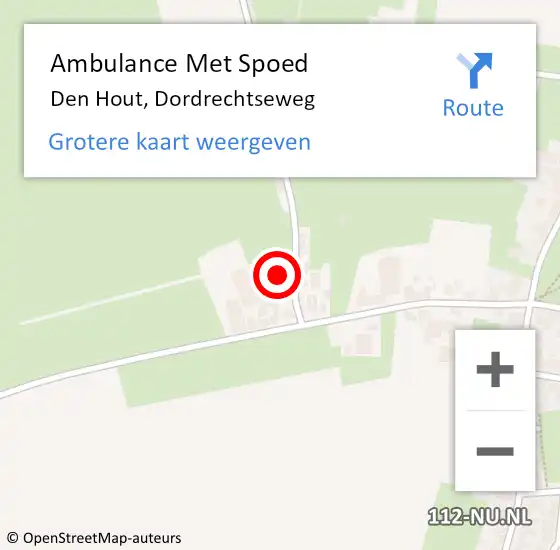 Locatie op kaart van de 112 melding: Ambulance Met Spoed Naar Den Hout, Dordrechtseweg op 25 maart 2015 10:59