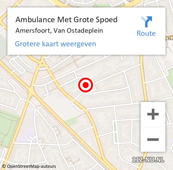 Locatie op kaart van de 112 melding: Ambulance Met Grote Spoed Naar Amersfoort, Van Ostadeplein op 25 maart 2015 11:03