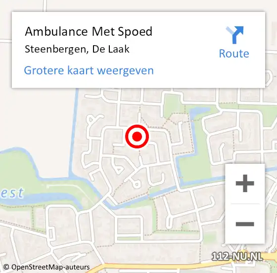 Locatie op kaart van de 112 melding: Ambulance Met Spoed Naar Steenbergen, De Laak op 25 maart 2015 11:10