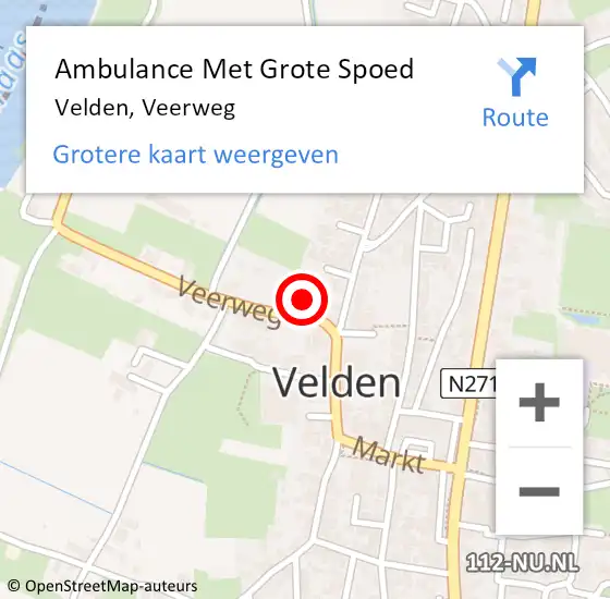 Locatie op kaart van de 112 melding: Ambulance Met Grote Spoed Naar Velden, Veerweg op 25 maart 2015 11:12