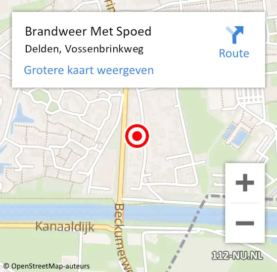 Locatie op kaart van de 112 melding: Brandweer Met Spoed Naar Delden, Vossenbrinkweg op 25 maart 2015 12:02