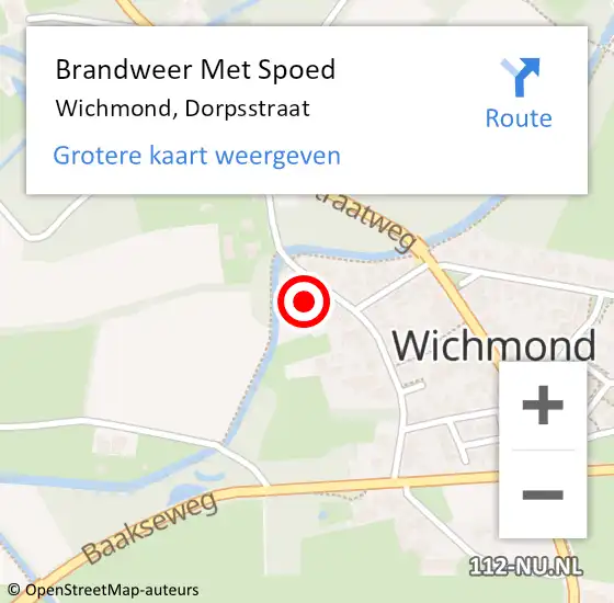 Locatie op kaart van de 112 melding: Brandweer Met Spoed Naar Wichmond, Dorpsstraat op 11 september 2013 16:06