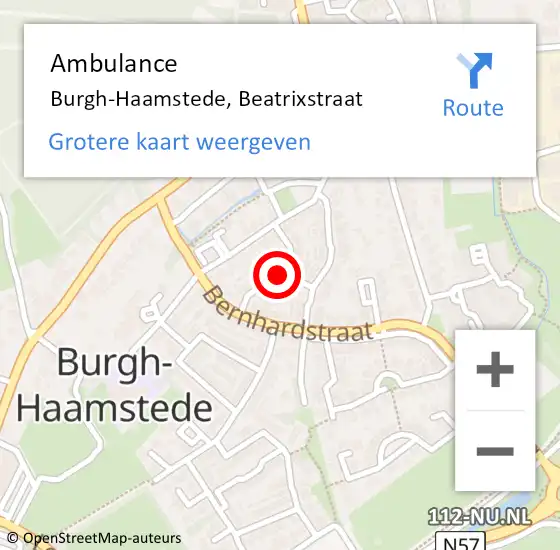 Locatie op kaart van de 112 melding: Ambulance Burgh-Haamstede, Beatrixstraat op 25 maart 2015 12:22