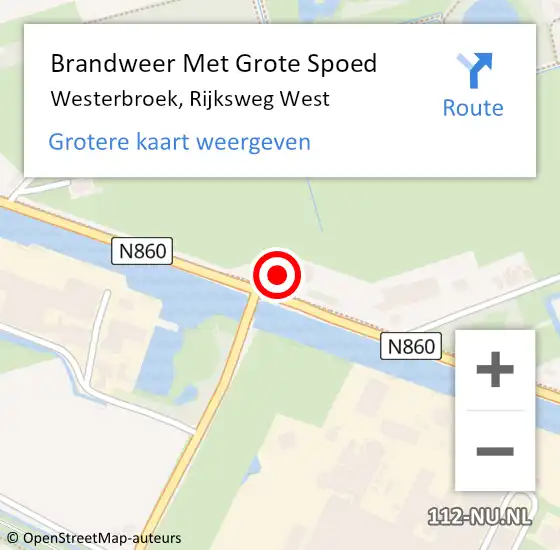 Locatie op kaart van de 112 melding: Brandweer Met Grote Spoed Naar Westerbroek, Rijksweg West op 25 maart 2015 12:35