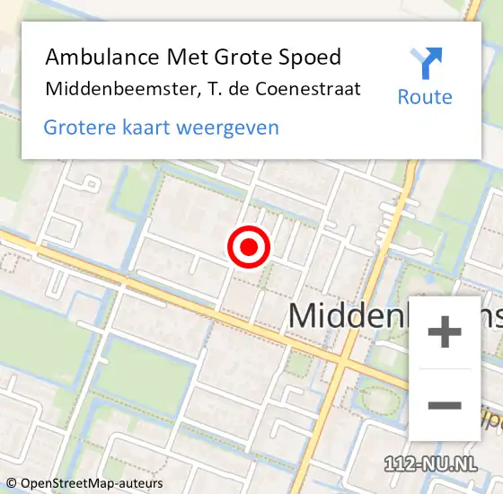 Locatie op kaart van de 112 melding: Ambulance Met Grote Spoed Naar Middenbeemster, De Coenestraat op 25 maart 2015 12:43