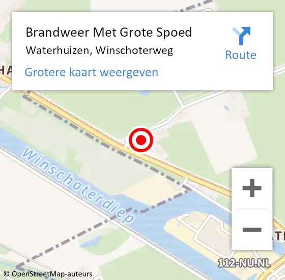 Locatie op kaart van de 112 melding: Brandweer Met Grote Spoed Naar Waterhuizen, Winschoterweg op 25 maart 2015 13:06