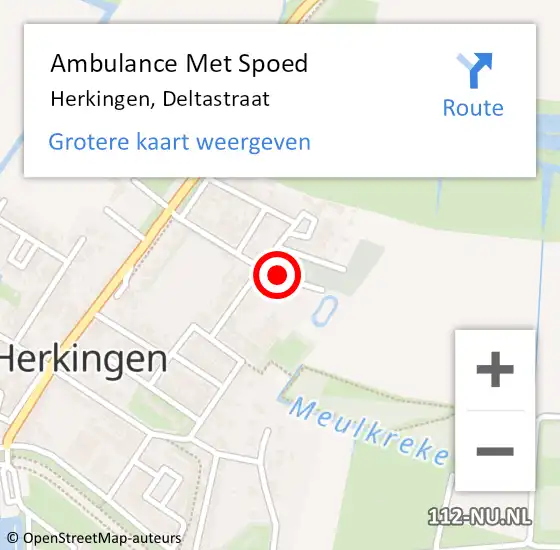 Locatie op kaart van de 112 melding: Ambulance Met Spoed Naar Herkingen, Deltastraat op 25 maart 2015 14:01