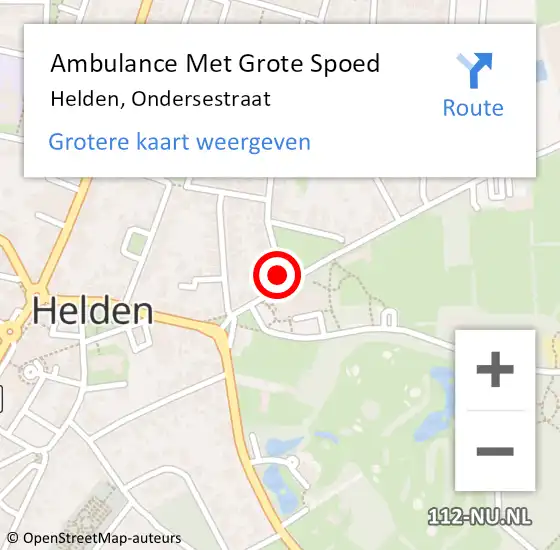 Locatie op kaart van de 112 melding: Ambulance Met Grote Spoed Naar Helden, Ondersestraat op 25 maart 2015 14:41