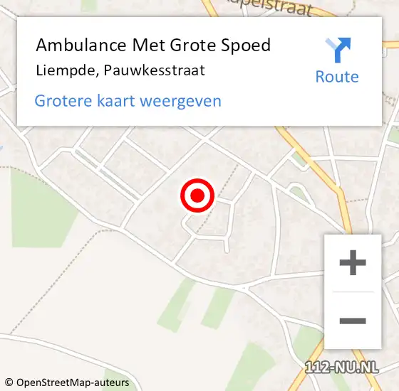 Locatie op kaart van de 112 melding: Ambulance Met Grote Spoed Naar Liempde, Pauwkesstraat op 25 maart 2015 16:27