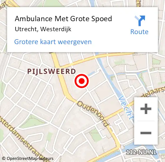 Locatie op kaart van de 112 melding: Ambulance Met Grote Spoed Naar Utrecht, Westerdijk op 25 maart 2015 16:42