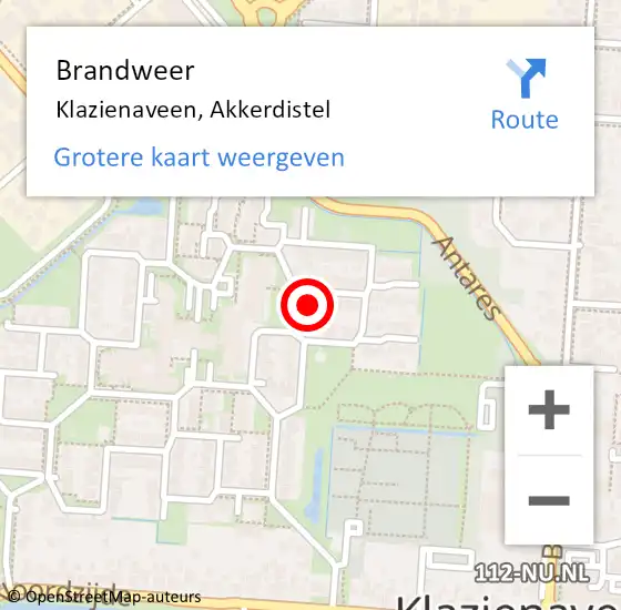 Locatie op kaart van de 112 melding: Brandweer Klazienaveen, Akkerdistel op 25 maart 2015 16:52