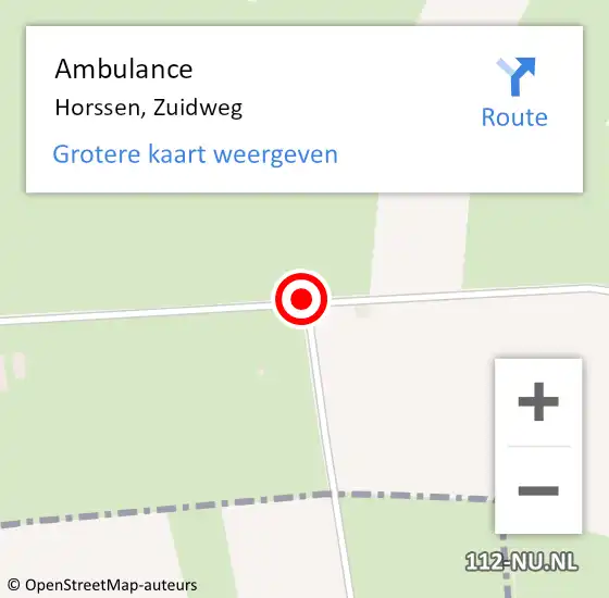 Locatie op kaart van de 112 melding: Ambulance Horssen, Zuidweg op 2 november 2013 20:11