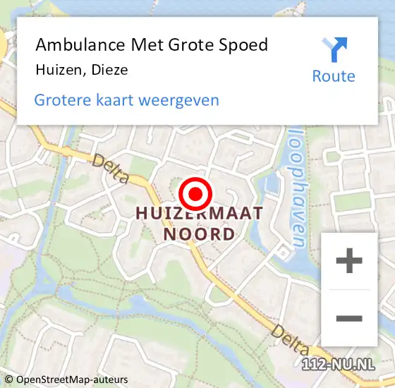 Locatie op kaart van de 112 melding: Ambulance Met Grote Spoed Naar Huizen, Dieze op 25 maart 2015 17:37