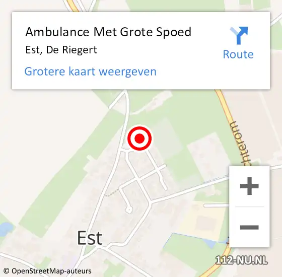 Locatie op kaart van de 112 melding: Ambulance Met Grote Spoed Naar Est, De Riegert op 25 maart 2015 17:39