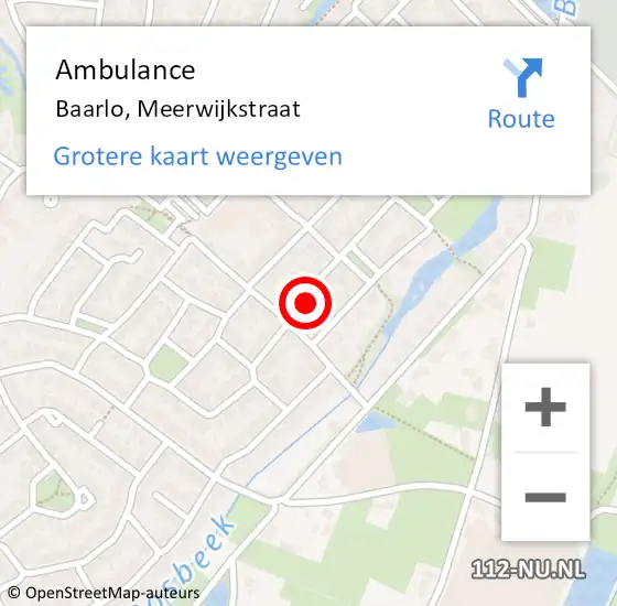 Locatie op kaart van de 112 melding: Ambulance Baarlo, Meerwijkstraat op 25 maart 2015 18:07