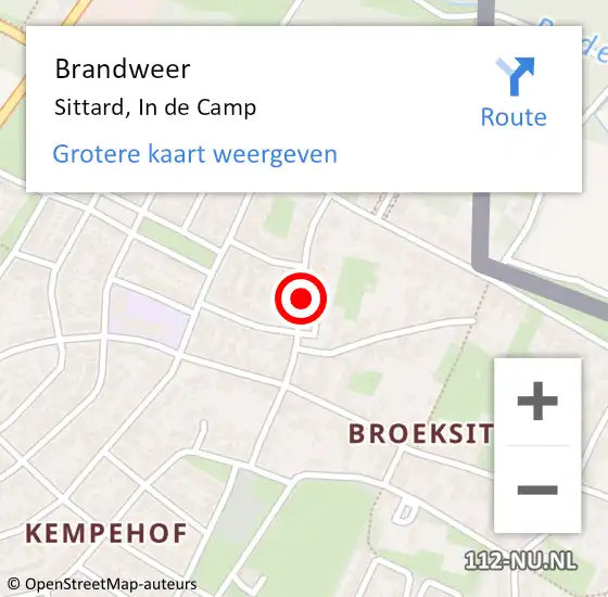 Locatie op kaart van de 112 melding: Brandweer Sittard, In de Camp op 25 maart 2015 19:18