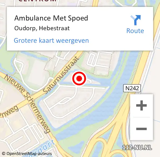 Locatie op kaart van de 112 melding: Ambulance Met Spoed Naar Oudorp, Hebestraat op 25 maart 2015 21:50