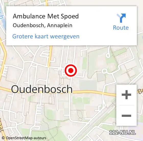 Locatie op kaart van de 112 melding: Ambulance Met Spoed Naar Oudenbosch, Annaplein op 25 maart 2015 21:56