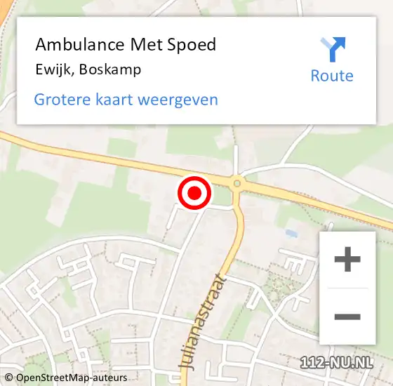 Locatie op kaart van de 112 melding: Ambulance Met Spoed Naar Ewijk, Boskamp op 26 maart 2015 00:32