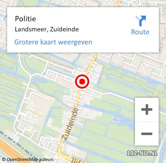 Locatie op kaart van de 112 melding: Politie Landsmeer, Zuideinde op 26 maart 2015 01:08