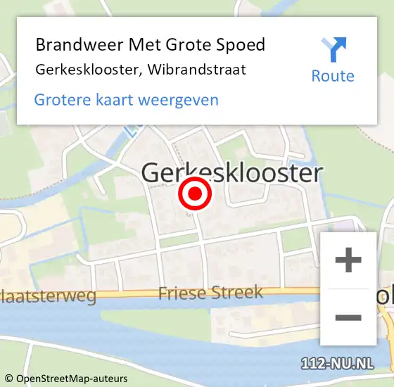 Locatie op kaart van de 112 melding: Brandweer Met Grote Spoed Naar Gerkesklooster, Wibrandstraat op 26 maart 2015 04:30