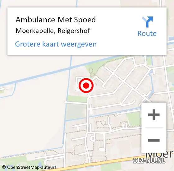 Locatie op kaart van de 112 melding: Ambulance Met Spoed Naar Moerkapelle, Reigershof op 26 maart 2015 05:03