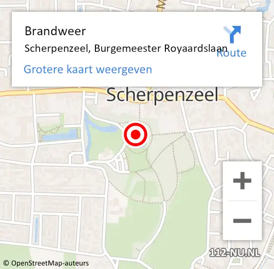 Locatie op kaart van de 112 melding: Brandweer Scherpenzeel, Burgemeester Royaardslaan op 26 maart 2015 07:12