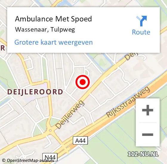 Locatie op kaart van de 112 melding: Ambulance Met Spoed Naar Wassenaar, Tulpweg op 26 maart 2015 08:13