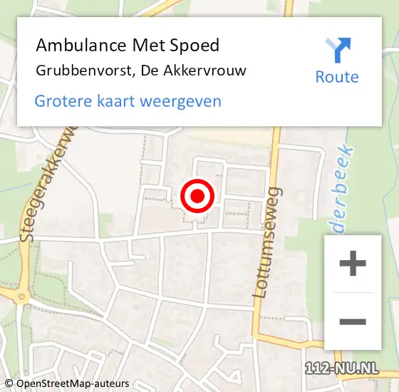 Locatie op kaart van de 112 melding: Ambulance Met Spoed Naar Grubbenvorst, De Akkervrouw op 26 maart 2015 09:50