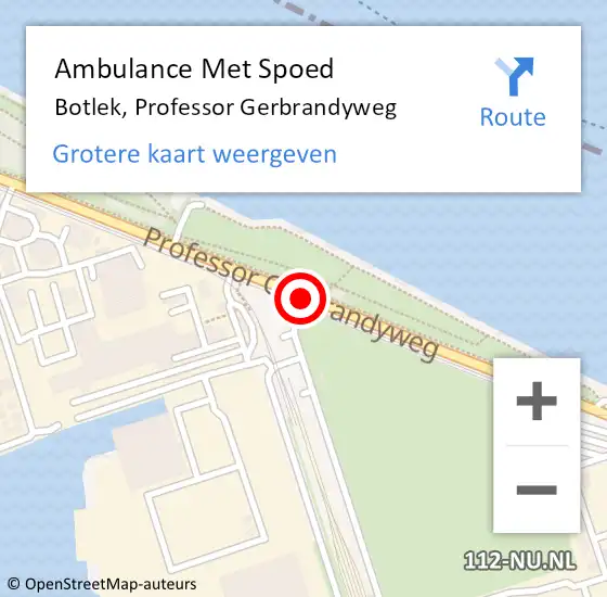 Locatie op kaart van de 112 melding: Ambulance Met Spoed Naar Botlek, Professor Gerbrandyweg op 26 maart 2015 10:10