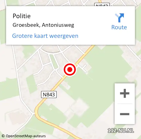 Locatie op kaart van de 112 melding: Politie Groesbeek, Antoniusweg op 26 maart 2015 10:32