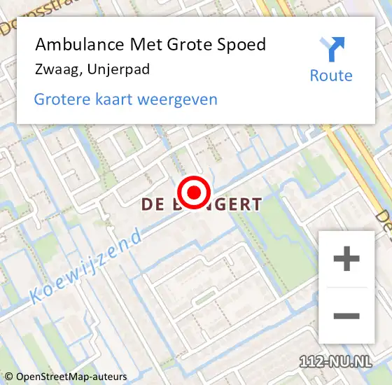 Locatie op kaart van de 112 melding: Ambulance Met Grote Spoed Naar Zwaag, Unjerpad op 26 maart 2015 10:54